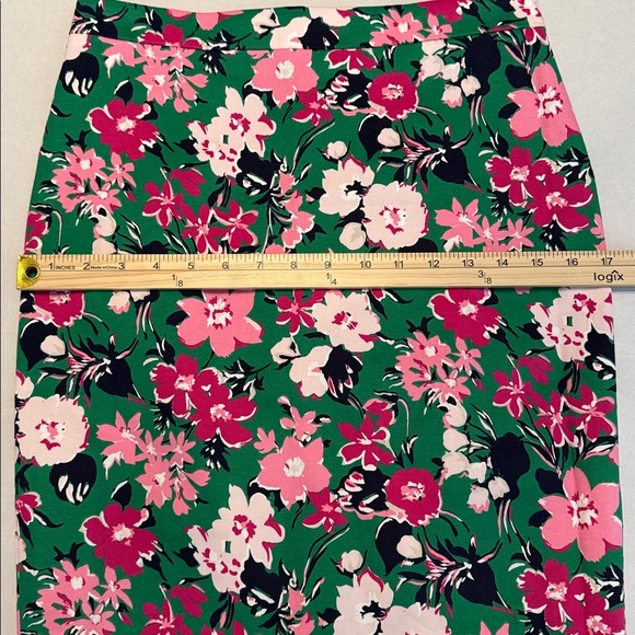NWT J. Crew Factory Cotton Sateen Pencil Skirt Green & Pink Floral Size 0 - Picture 5 of 13